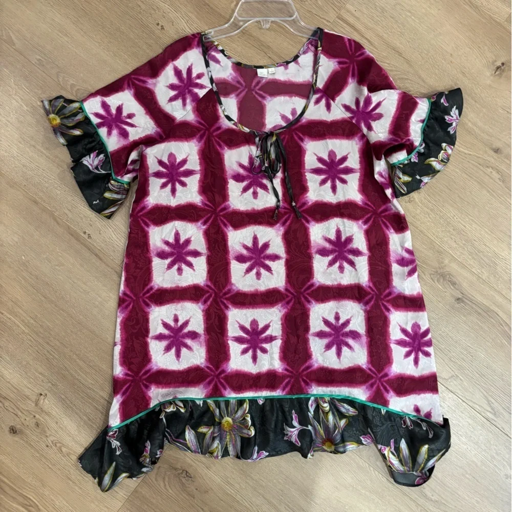 Anthropologie Eloise Shibori Blooms Chemise Small